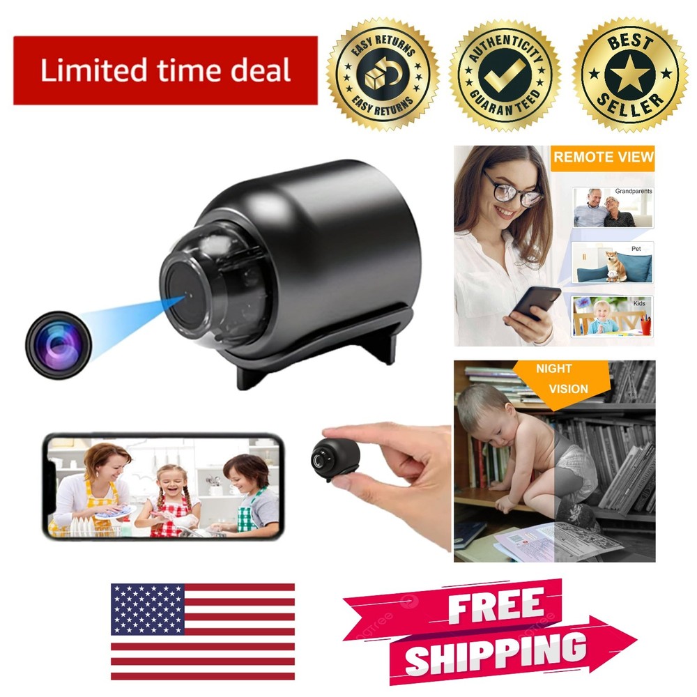 Smart Home Mini Camera - 160° Wide View, Night Vision, and Bluetooth Connection