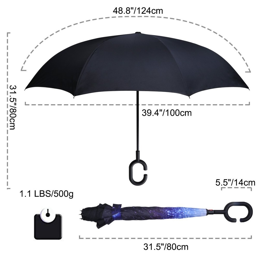 Double Layer Inverted Umbrella Cars Reverse Open Folding G4