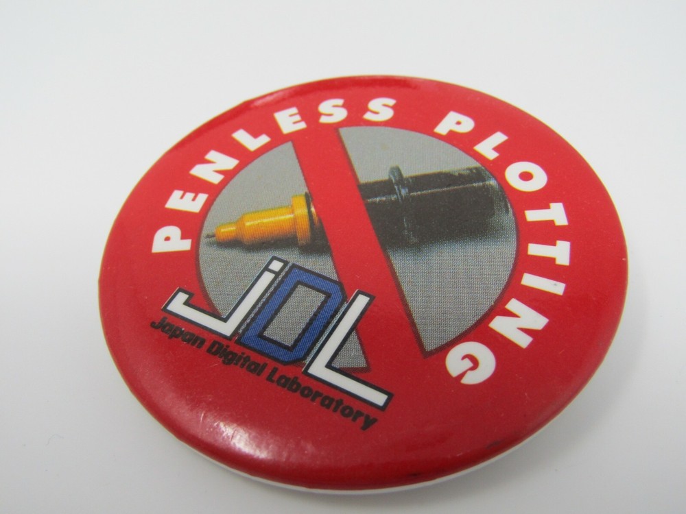 Vintage JDL Pinback Button Penless Plotting Japan Digital Laboratory Computer