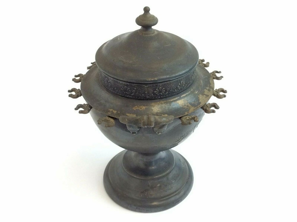 Antique Old Silverplate Etched Spoon Demitasse Condiment Container Jar