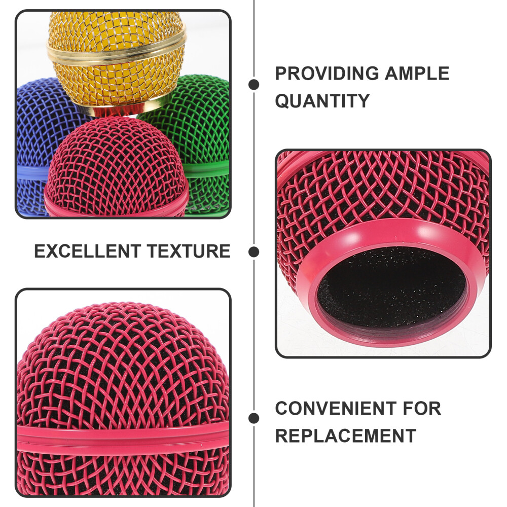 4 Pcs Microphone Mesh Grill Head Replace Microphones Grille Colored Accessories