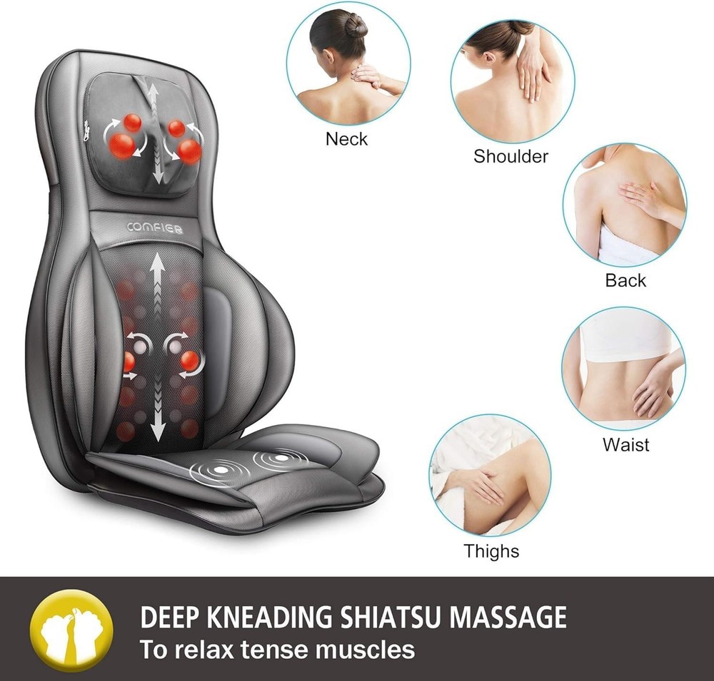 COMFIER Shiatsu Massage Pad with Heat Compression