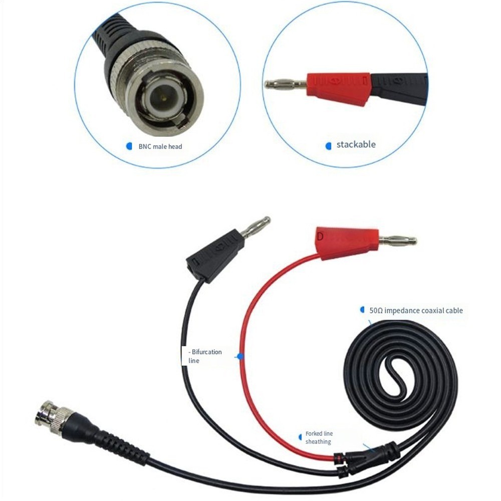 Secure Connection BNC to Dual Stacking Test Leads Cable for Oscilloscopes