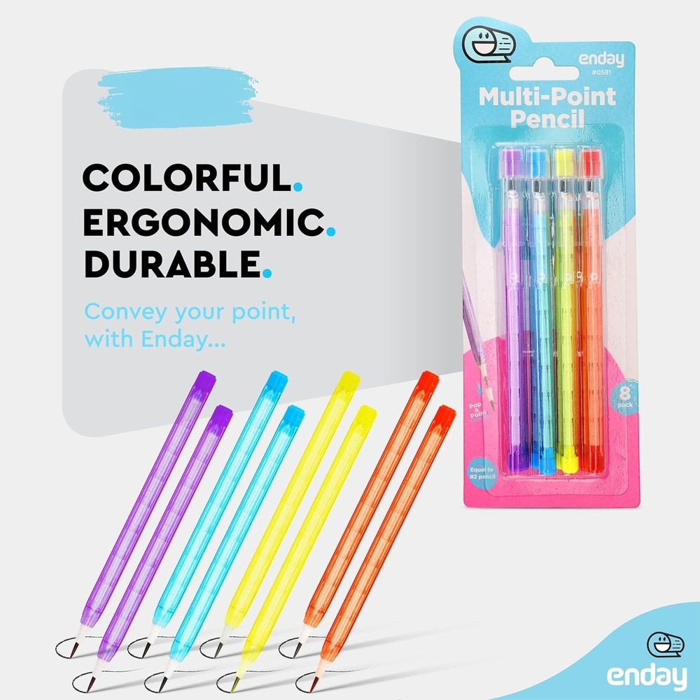 No 2 HB Translucent Pencils Multipoint Non-Sharpening Stackable Pencil with Matc