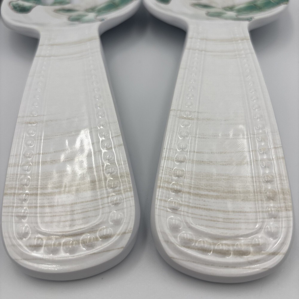 Tommy Bahama Turtle Melamine Salad Serving Fork & Spoon Set 10.5”