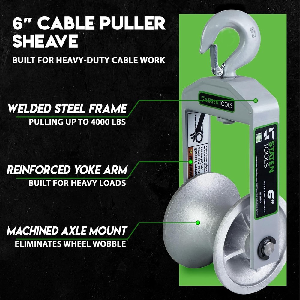 6" Diameter Hook Sheave, Cable Puller Sheave,Hook,Wire,Rope For Greenlee Pullers