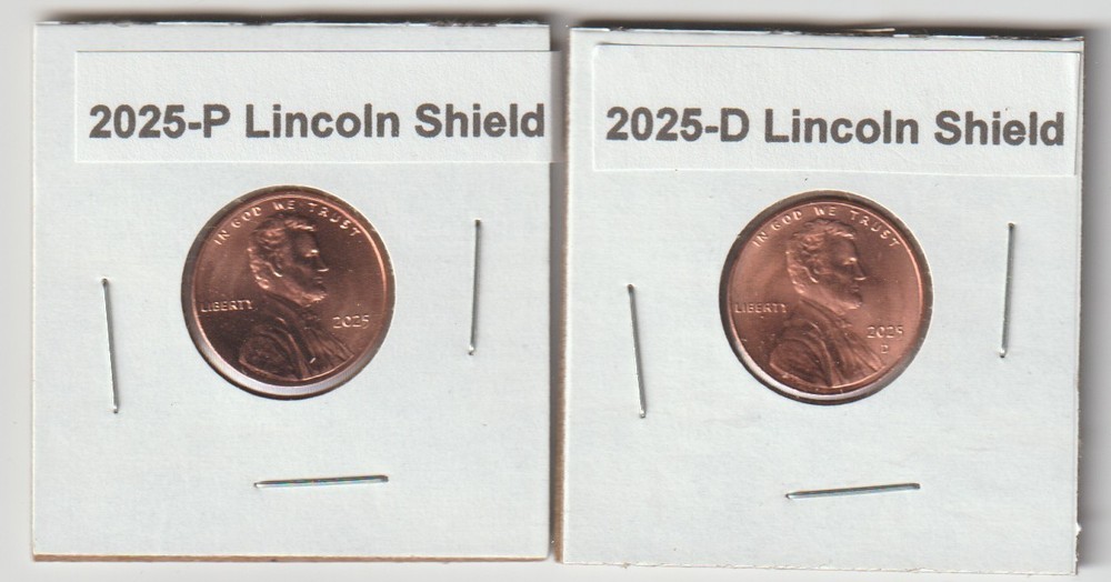 2025 P&D Lincoln Shield Cent 2 coins Set UNC