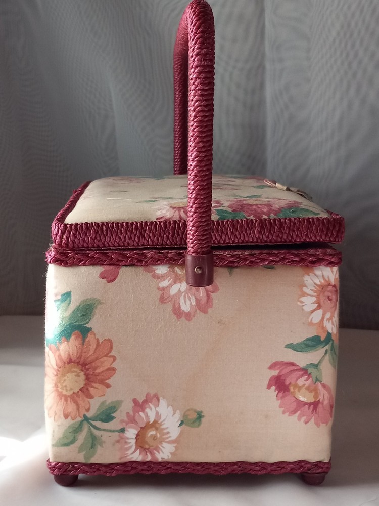 Fabric Craft Sewing Basket Box Rectangular Fabric Covered Storage Box #W-S