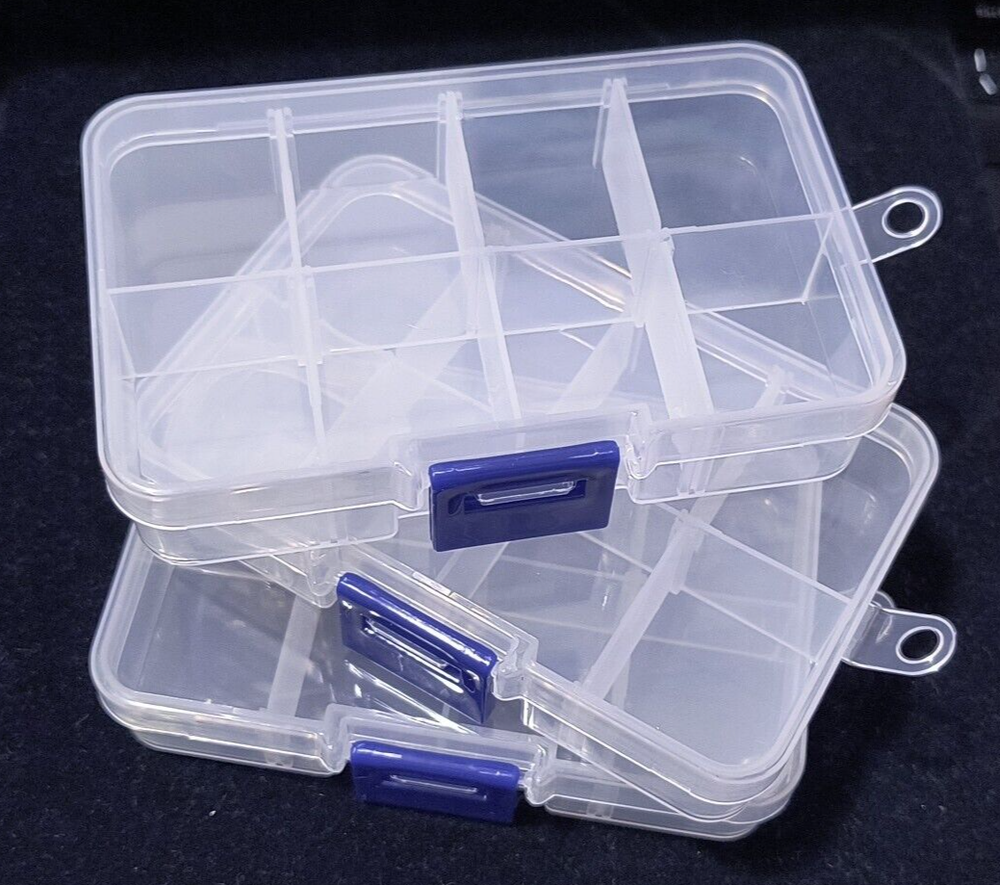 3-Pack Clear 8-Grid Plastic Box Organizer Bead Components DIY Jewelry Storage