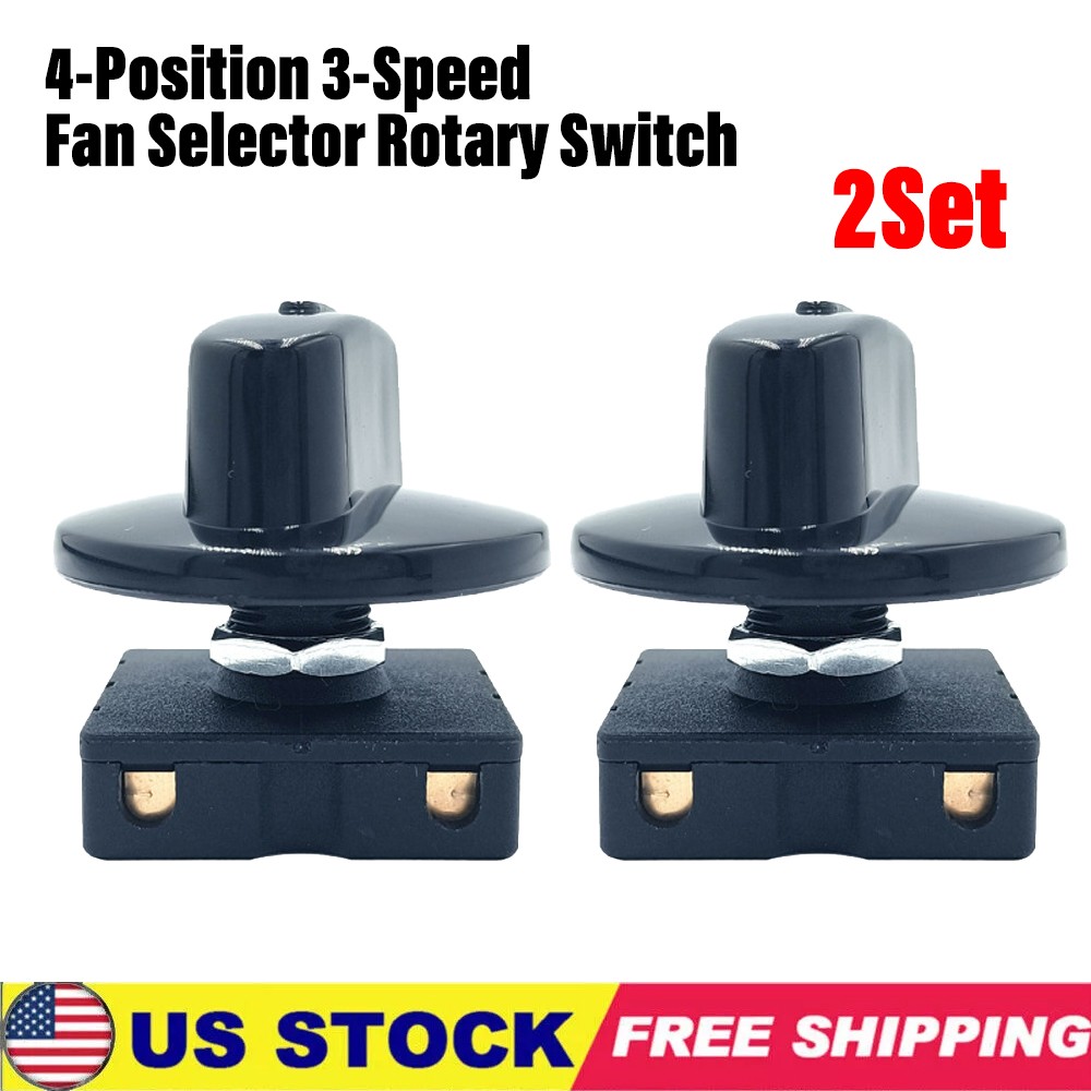 2Set Fan Rotary Switch 4 Position 3 Speed Selector Switch Governor with Button