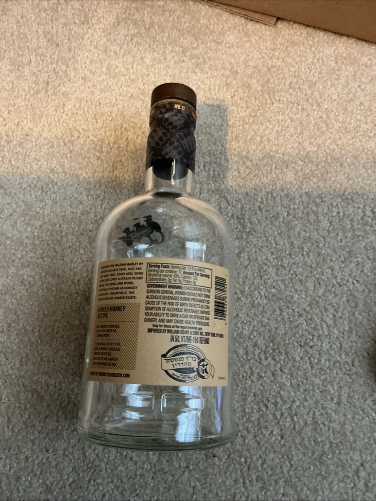 Monkey Shoulder Scotch Whiskey (empty bottle)