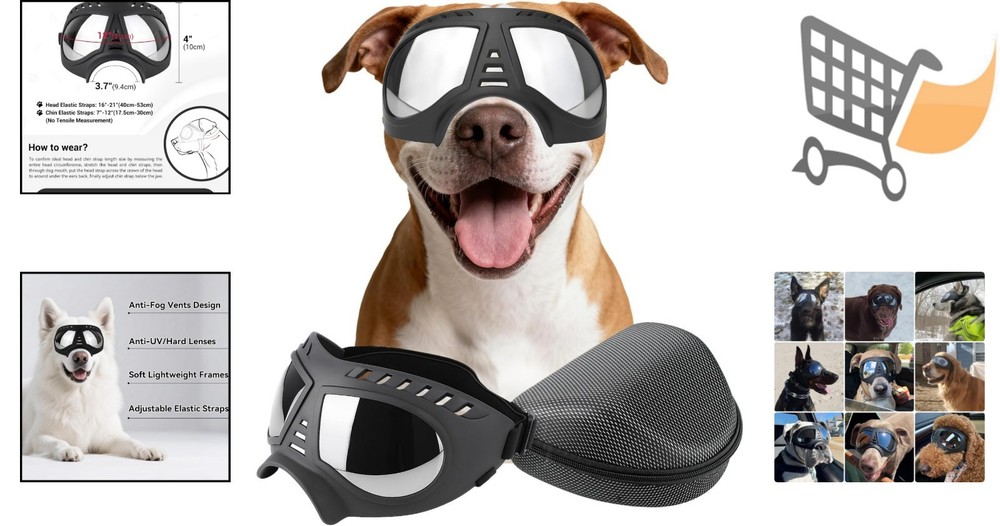 Dog Goggles Large Breed UV Windproof Snowproof Eye Protection Adjustable Strap