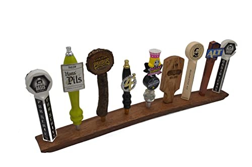 Oak Whiskey Barrel Stave 9 Beer Tap Handle Display - -