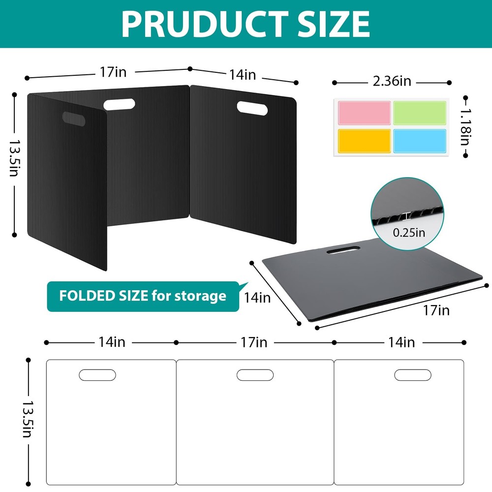 24 Pack Privacy Folders for Students - Durable & Waterproof Plastic Study Des...