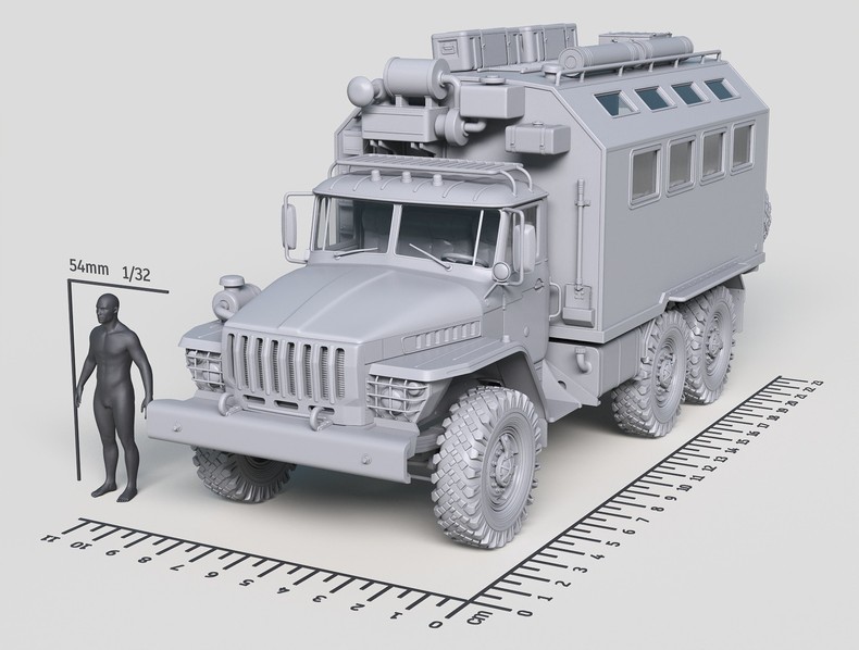 3D Printing Model 1/72 Soviet Ural Command Vehicle Model Unpainted