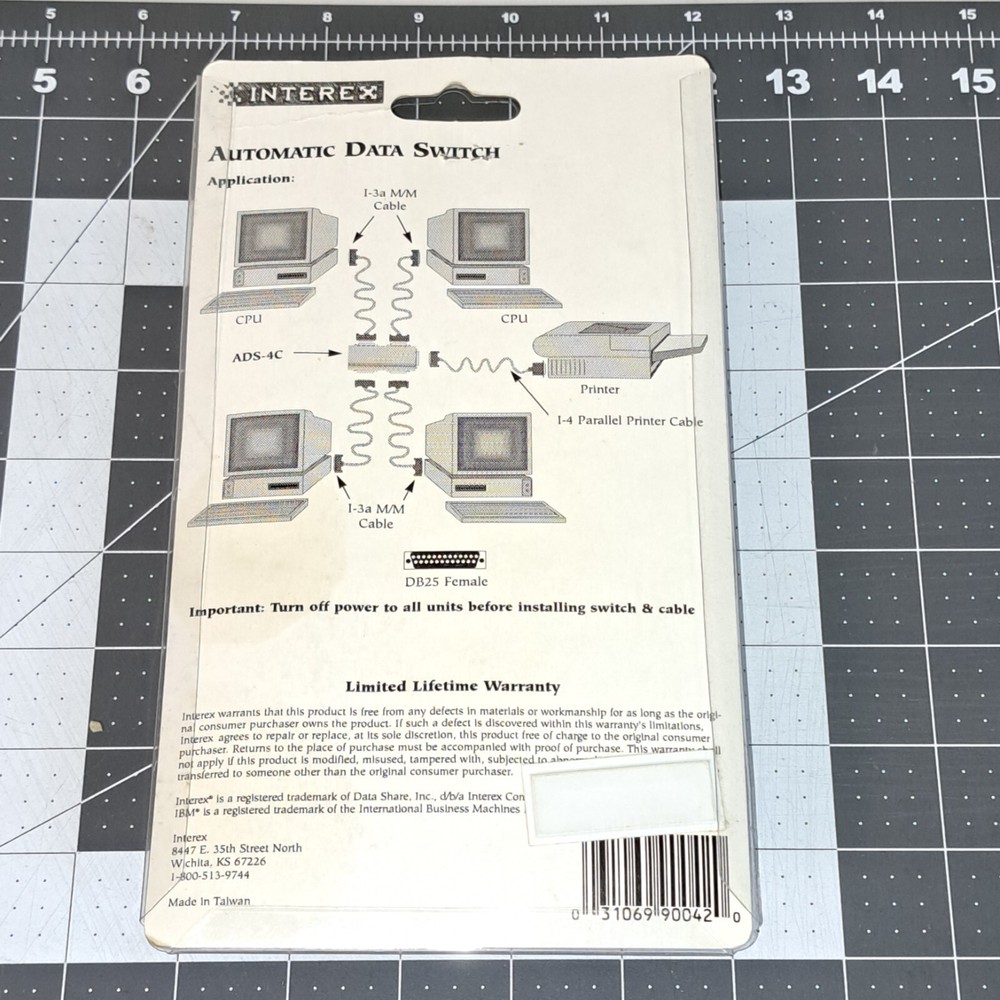 Interex Automatic Data Switch ADS-4C 4 Computers To Share 1 Parralel Printer