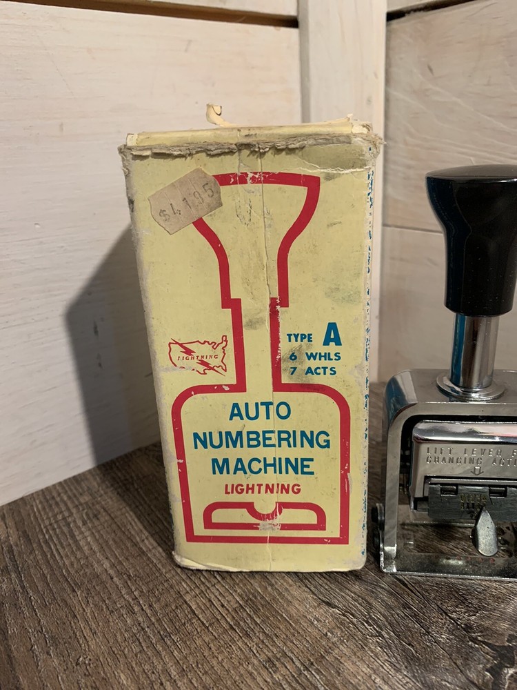 VTG Lightning Auto Numbering Machine Type A 6 Wheels 7 Action With Original Box