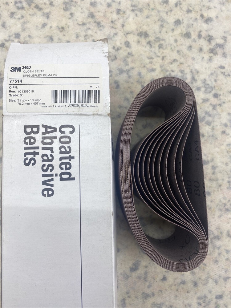 3M 340D 80grit Cloth Belts 3” X 18” (10 Pack)
