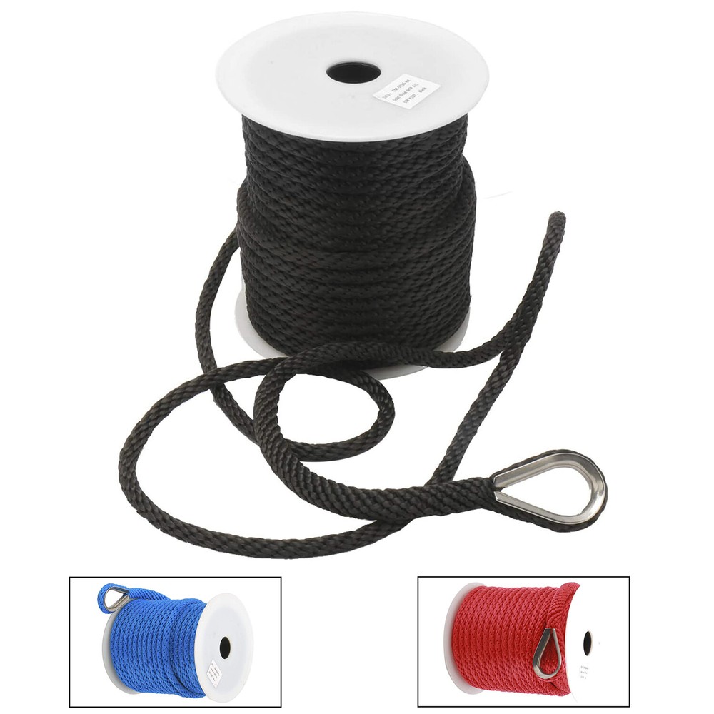 NovelBee 3/8 Inch 100 Feet Premium Solid Braid MFP Anchor Rope with Thimble
