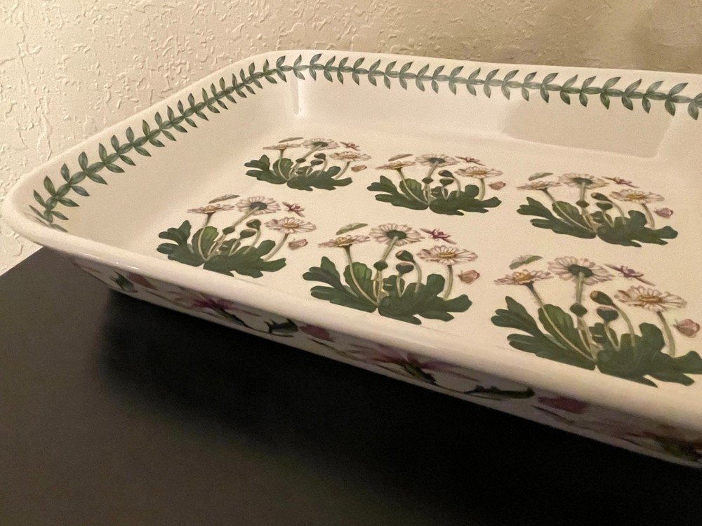 Portmeirion Botanic Garden Ceramic Lasagna Rectangular Baking Dish, Daisy 12 In