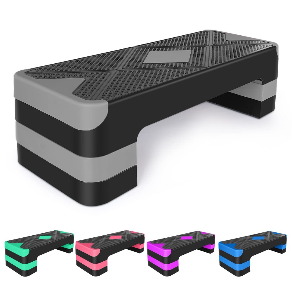 Adjustable Exercise Workout Aerobic Stepper Step Platform Trainer (Gray)