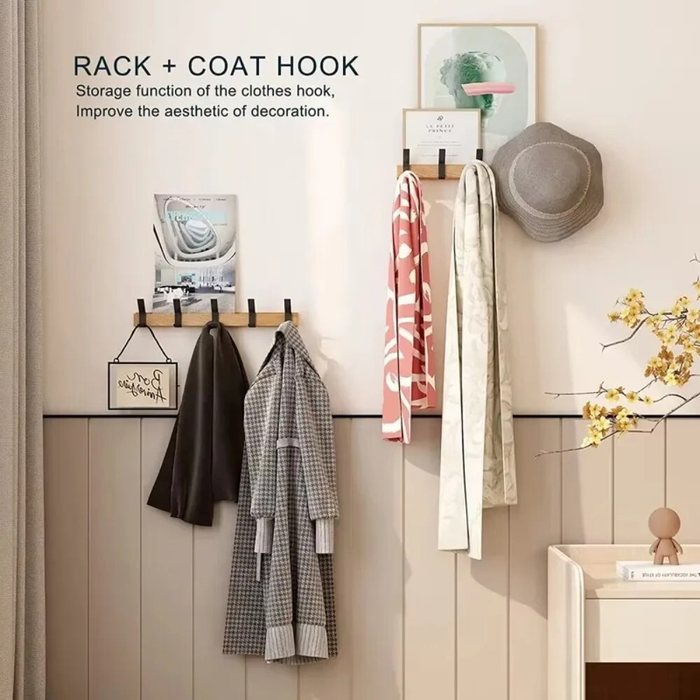 Nordic Wall Mounted Coat Rack with 5 Movable Hooks