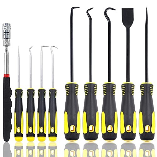 10Pcs Mechanic Pick Set Mechanic Precision Hook Picks Tools Set with Scraper