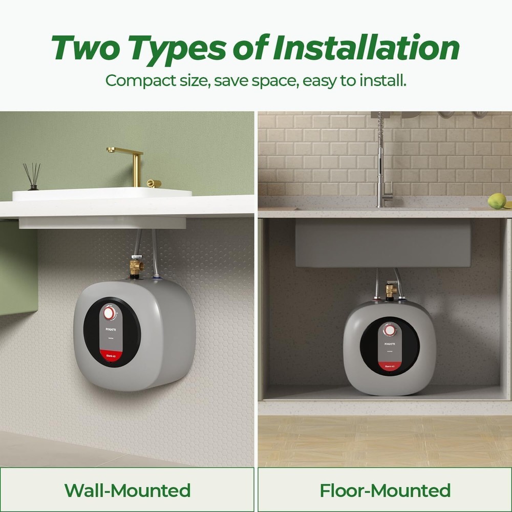 FOGATTI Electric Mini Tank Instant Hot Water Heater for Under Sink RV Camper