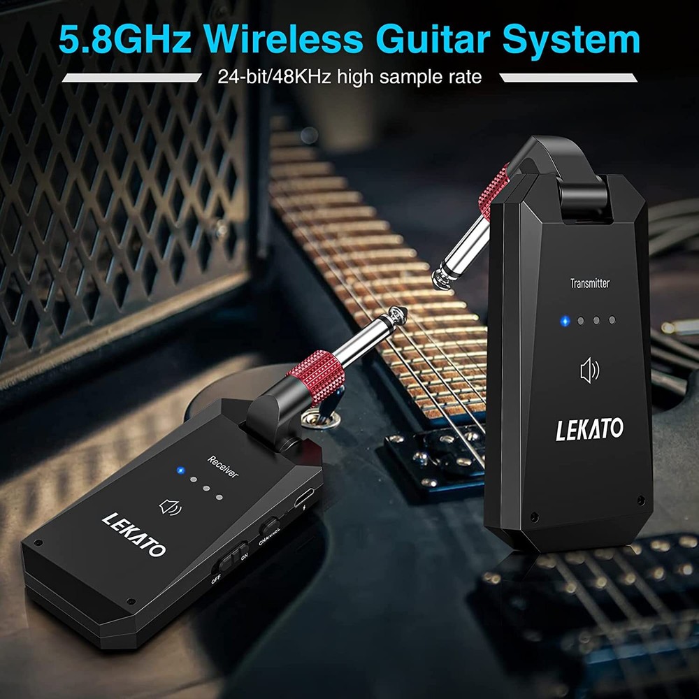 LEKATO WS-90 5.8G Wireless Guitar Transmitter Receiver System 4 Channels