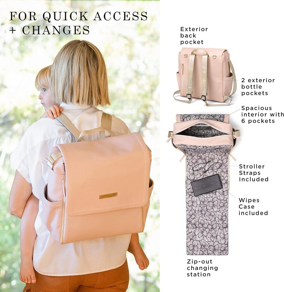 Petunia Pickle Bottom BBML-596-00 Boxy Backpack, Blush Leatherette NEW