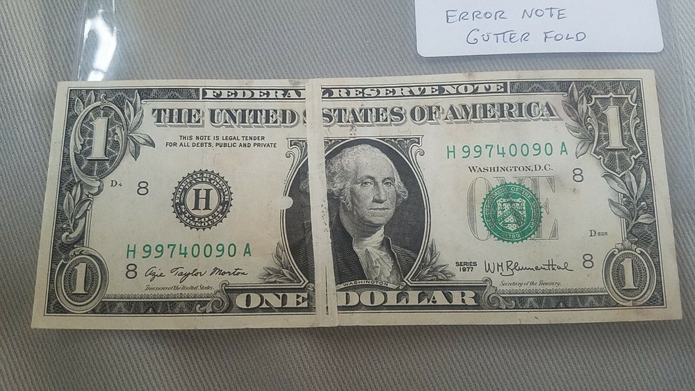 Large Gutter Error On 1977 $1 FRN