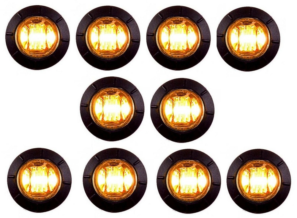 10 Maxxima 3/4" Amber Bullet 3 LED Penny Marker Lights 5yr warranty M09300Y