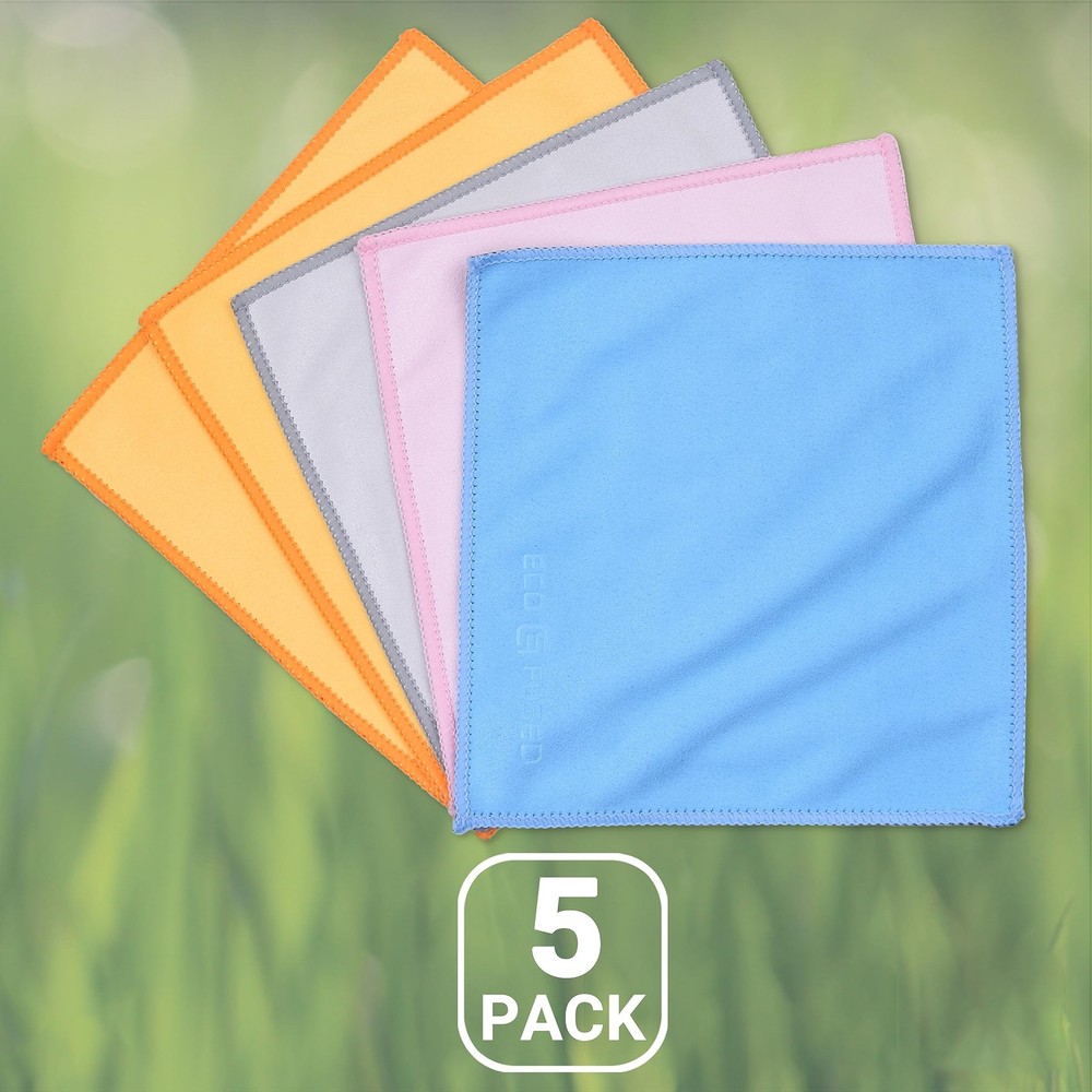 Microfiber Cleaning Cloths Double-Sided - 5 Pack - 6.6 x 6.2 inch - Assorted
