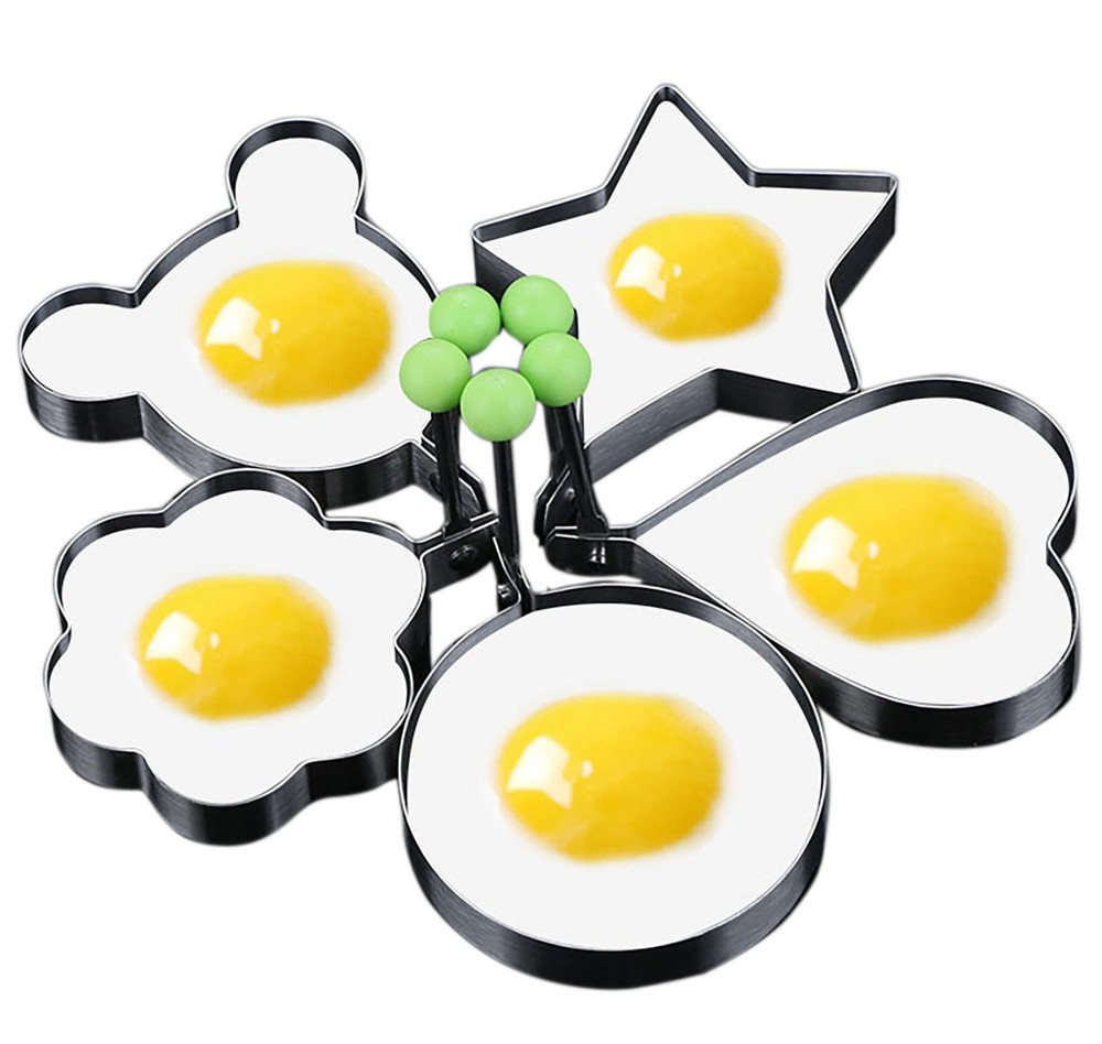 5 Pack Stainless Steel Egg Molds Different Shape Egg Ring Molds for Cooking