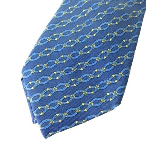 HERMES Tie 100% Silk Allover Pattern Navy men's
