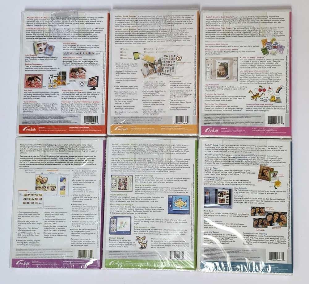 ArcSoft Slide Show Maker, Greeting Card Creator, Picture Fix Plus Bundle Sealed