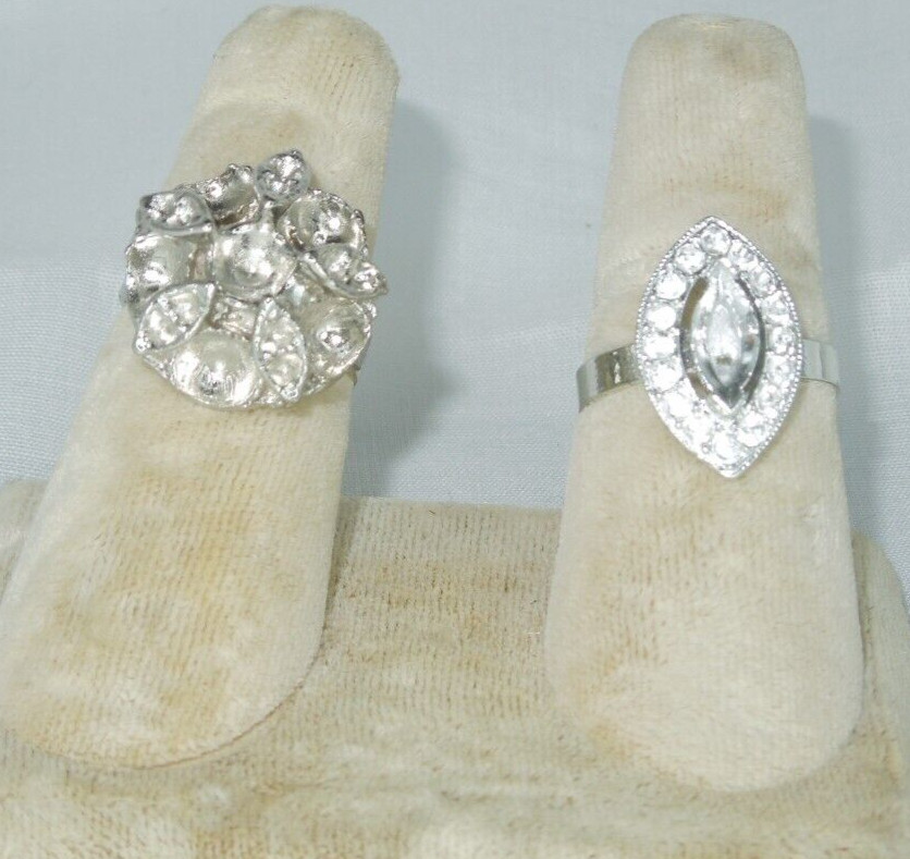 2 Ring Blanks Settings Cabochon Adjustable silver Plated Brass NEW 85O