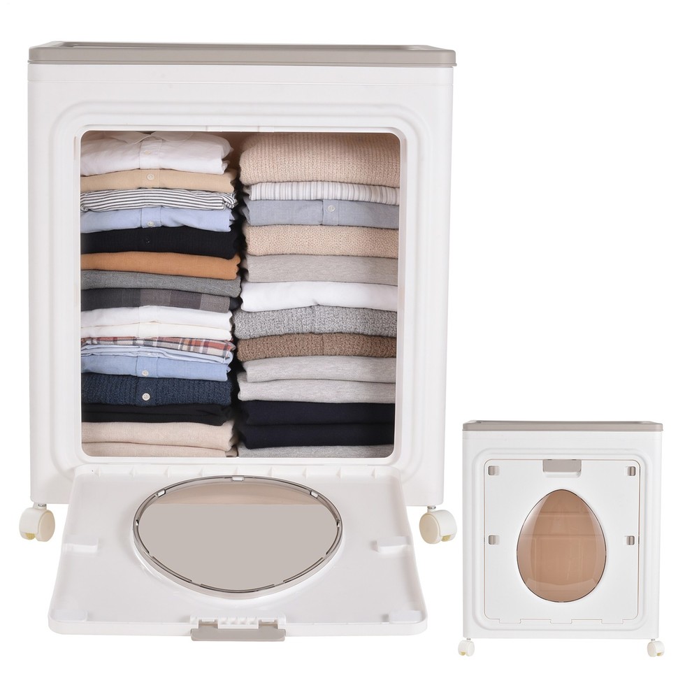 130L Collapsible Laundry Hamper Foldable Rolling Laundry Basket with Wheels