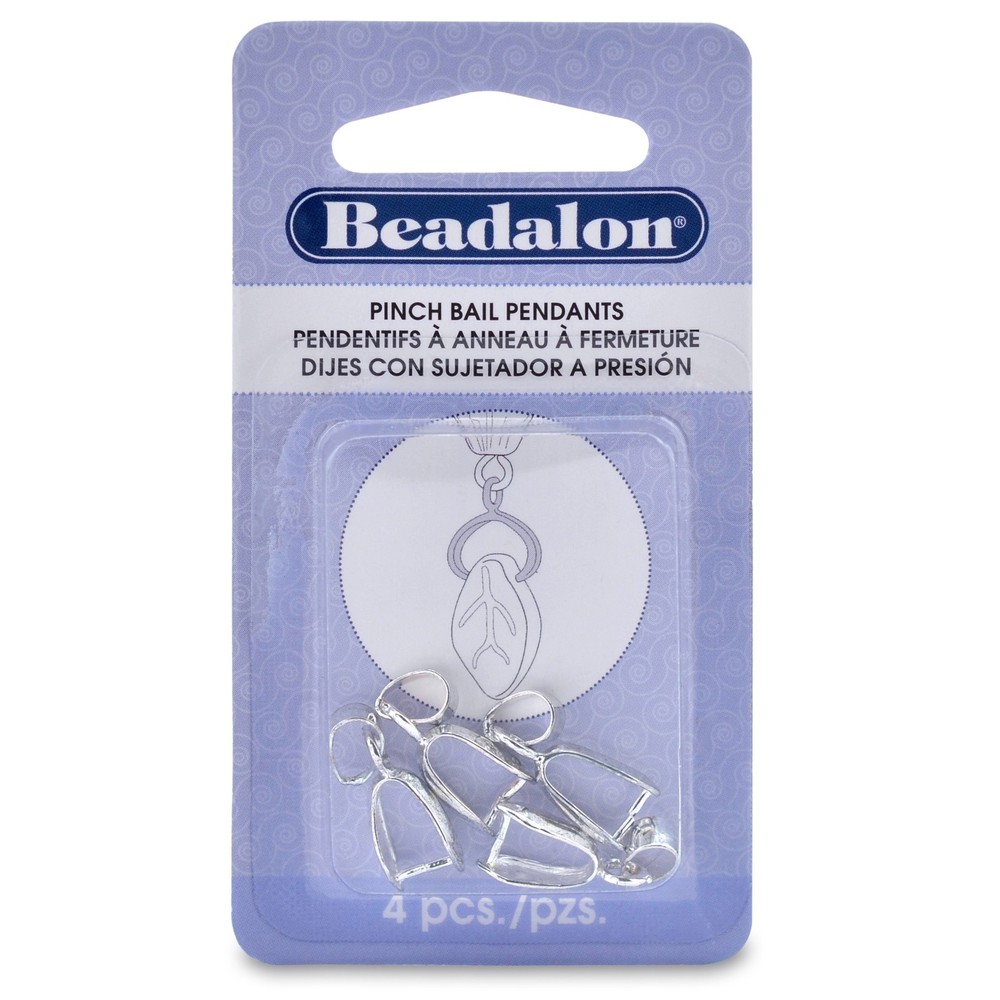 Pendant Pinch Bails 22mm 4/Pkg Silver-Plated