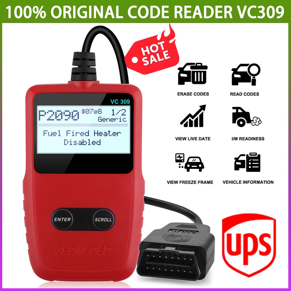 VC309 Car EOBD OBDII Scanner Code Reader Auto Fault Engine Diagnostic Reset Tool