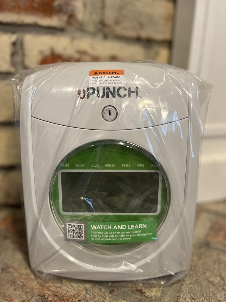 UPunch Employee Time Clock System Bundle W/ Time Cards Rack Gray New Open Box