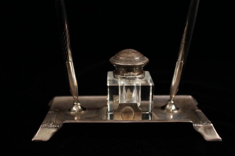 Striking Antique German silver Inkstand, 19th c.