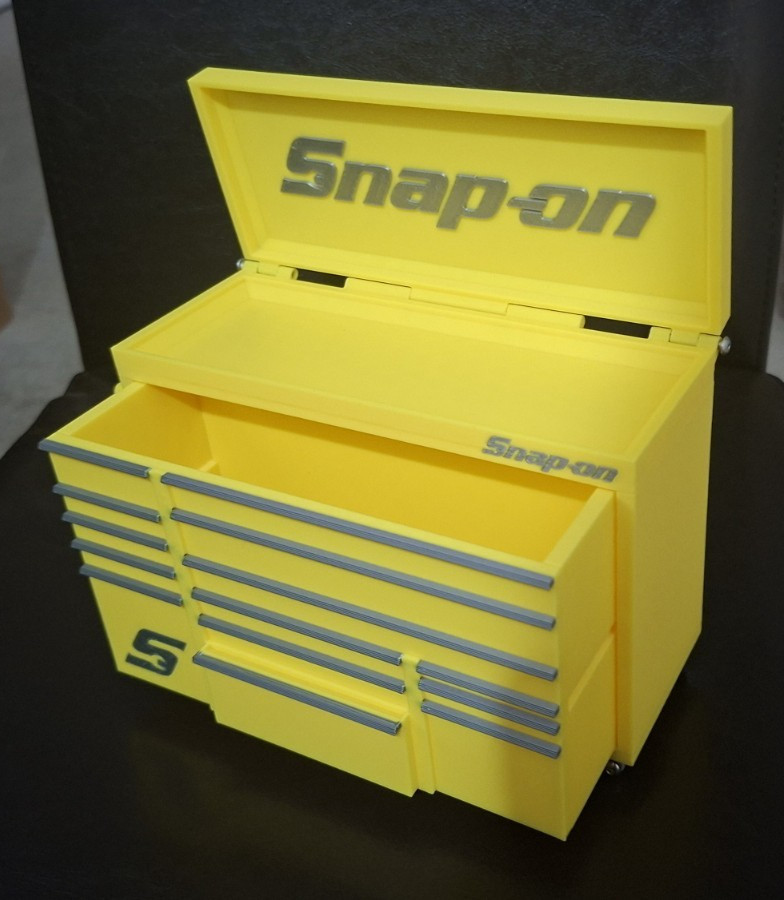 Snap-On Mini High Quality 3D Printed Toolbox (Yellow) (Silver)