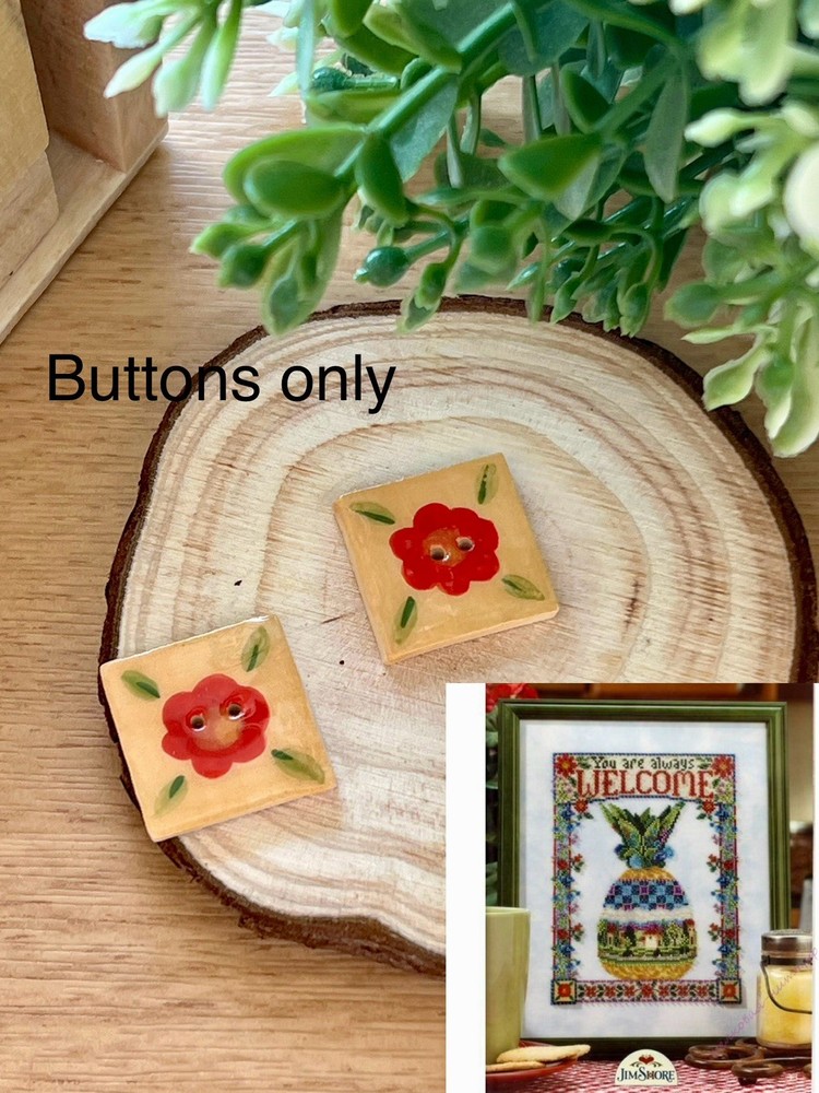 Mill Hill ceramic buttons set Welcome