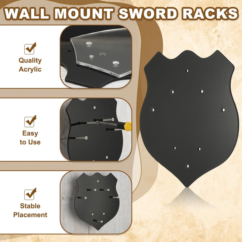 Sword Holder Wall Mount Sword Racks with Mounting Tools, Black(Double Sword)