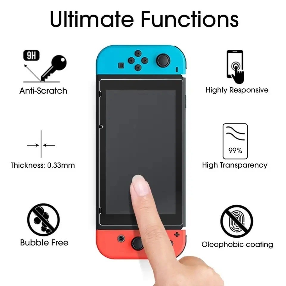 2-Pack Tempered Glass Screen Protector For Nintendo Switch
