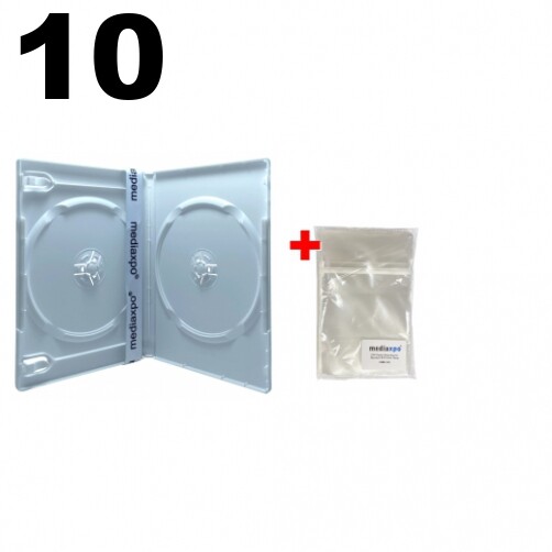 10 PREMIUM STANDARD Solid White Color Double DVD Cases & 100 OPP Bags