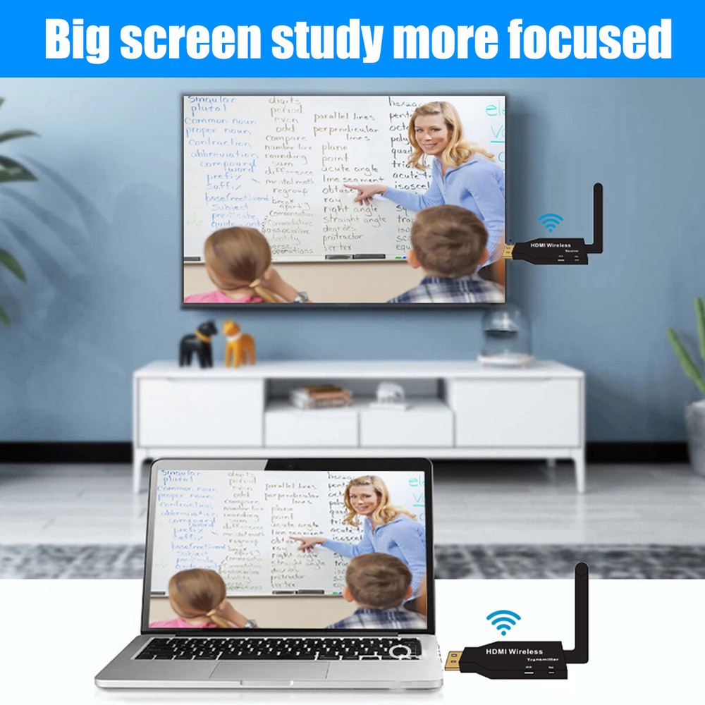 100M Wireless HDMI Video Transmitter & Receiver TV Stick Screen Share Extender~