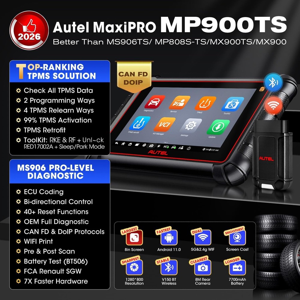 Autel MaxiPRO MP900TS MP900-TS TPMS Programming ECU Coding Bidirectional Scanner