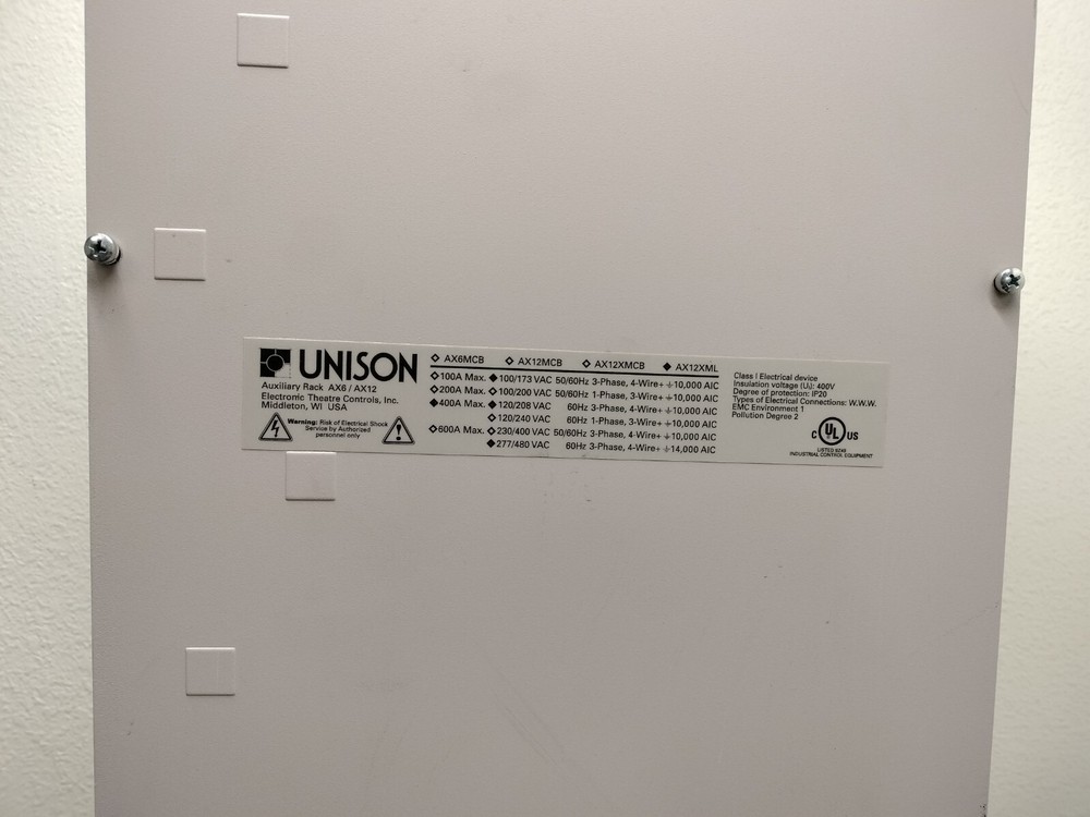 UNISON Auxiliary Rack AX6/AX12 Electronic Theatre Controls